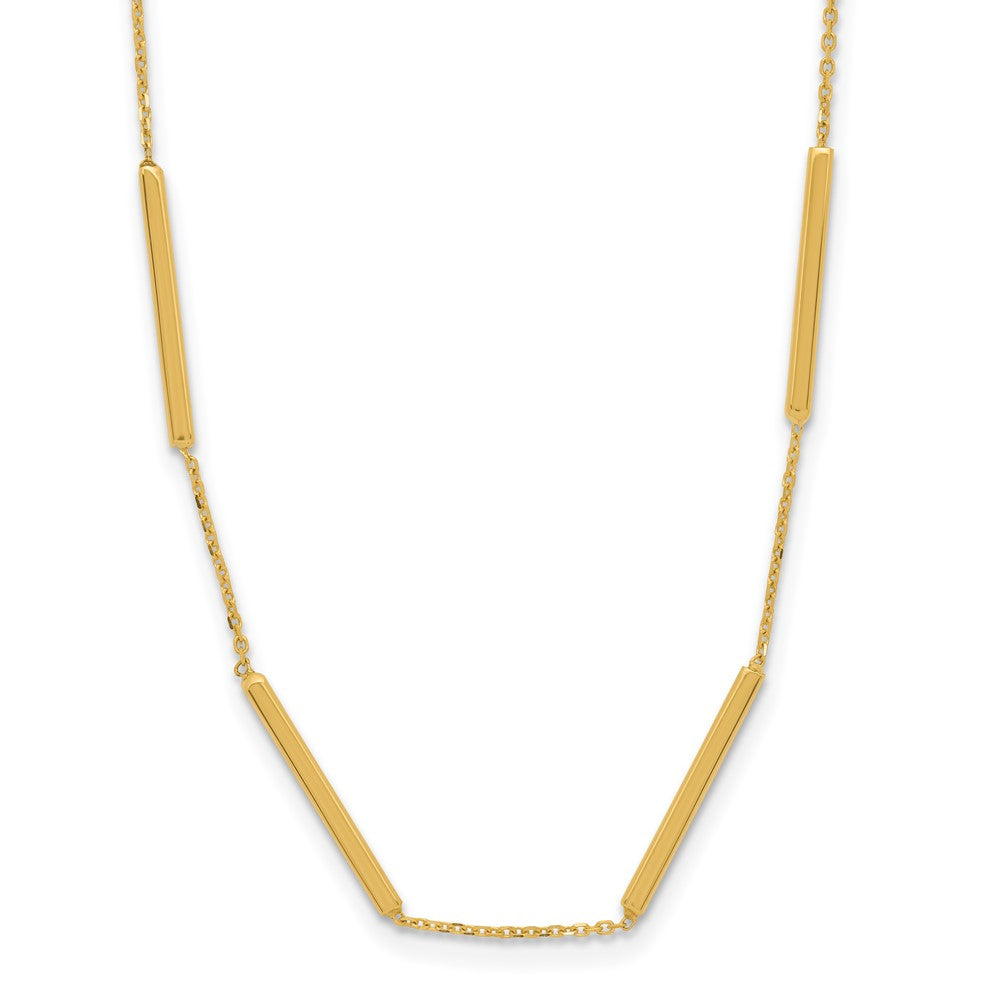 10K Polished 6 Bar Stations 16in with 1.5in ext Necklace