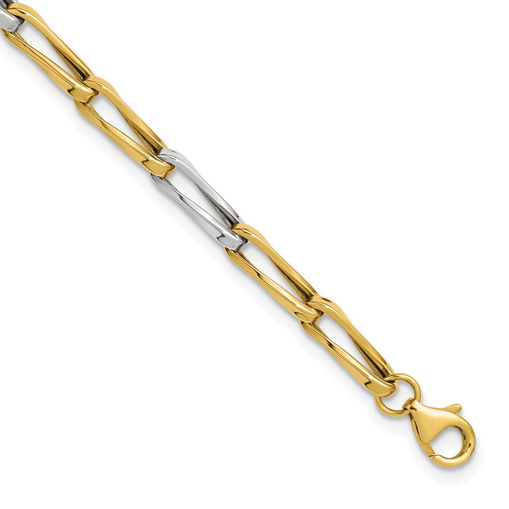 10K with White Rhodium Polished Fancy Link Bracelet