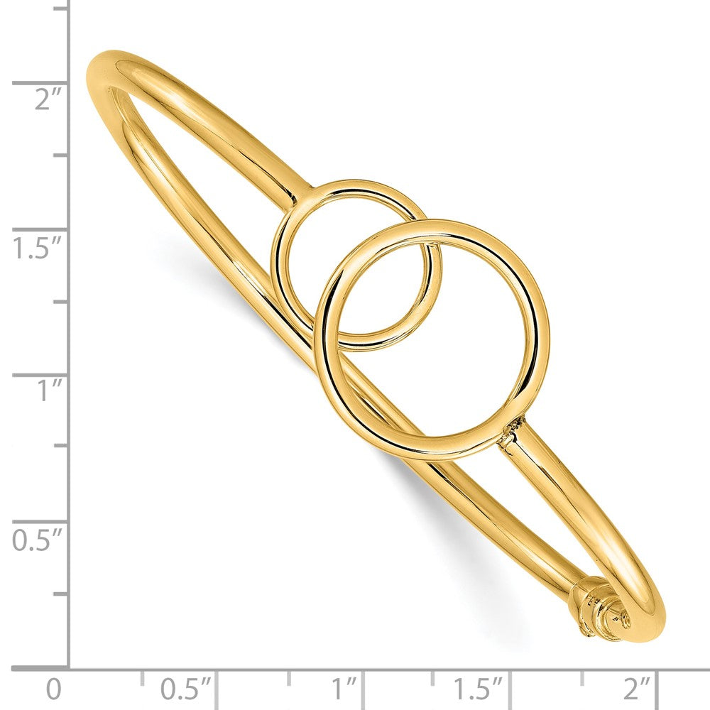 10K Polished Double Circled Hinged Bangle