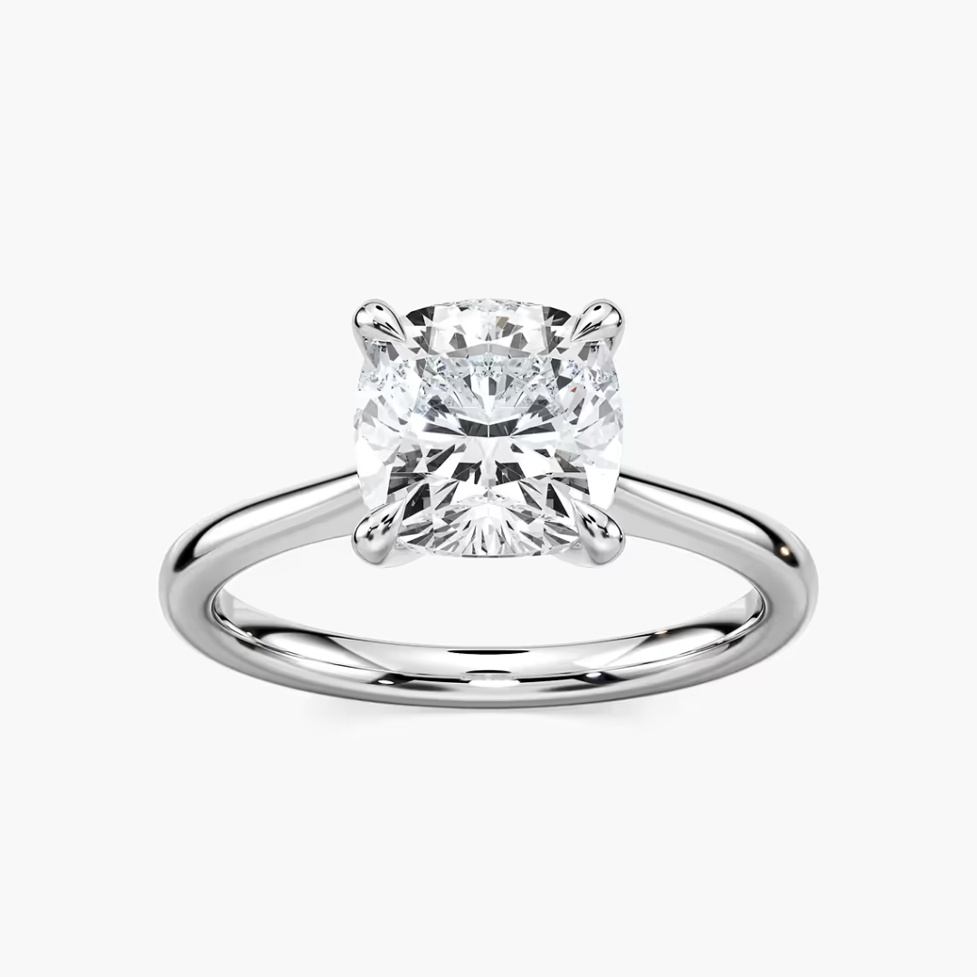 *Cushion Dior Claw Prong Solitaire Stackable