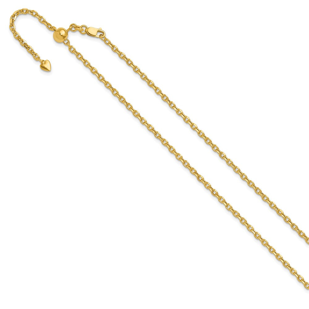 14K Adjustable 2.5mm Semi-Solid Diamond-cut Cable Chain