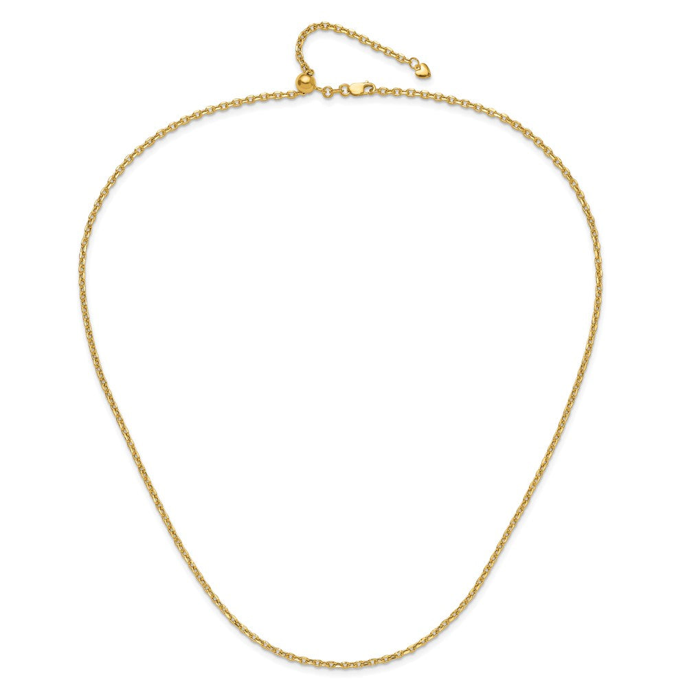 14K Adjustable 2.5mm Semi-Solid Diamond-cut Cable Chain