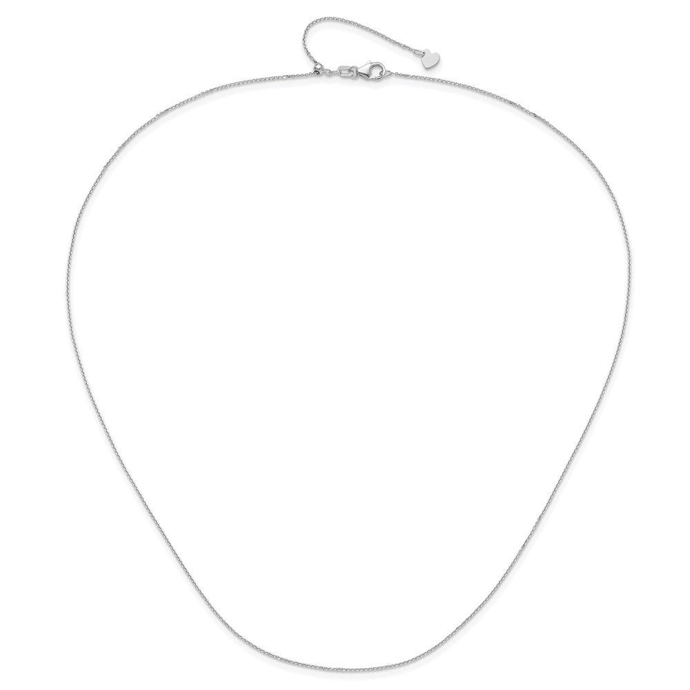 14K White Gold Adjustable 1mm Diamond-cut Cable Chain