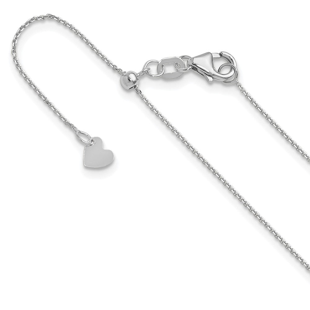14K White Gold Adjustable 1mm Diamond-cut Cable Chain
