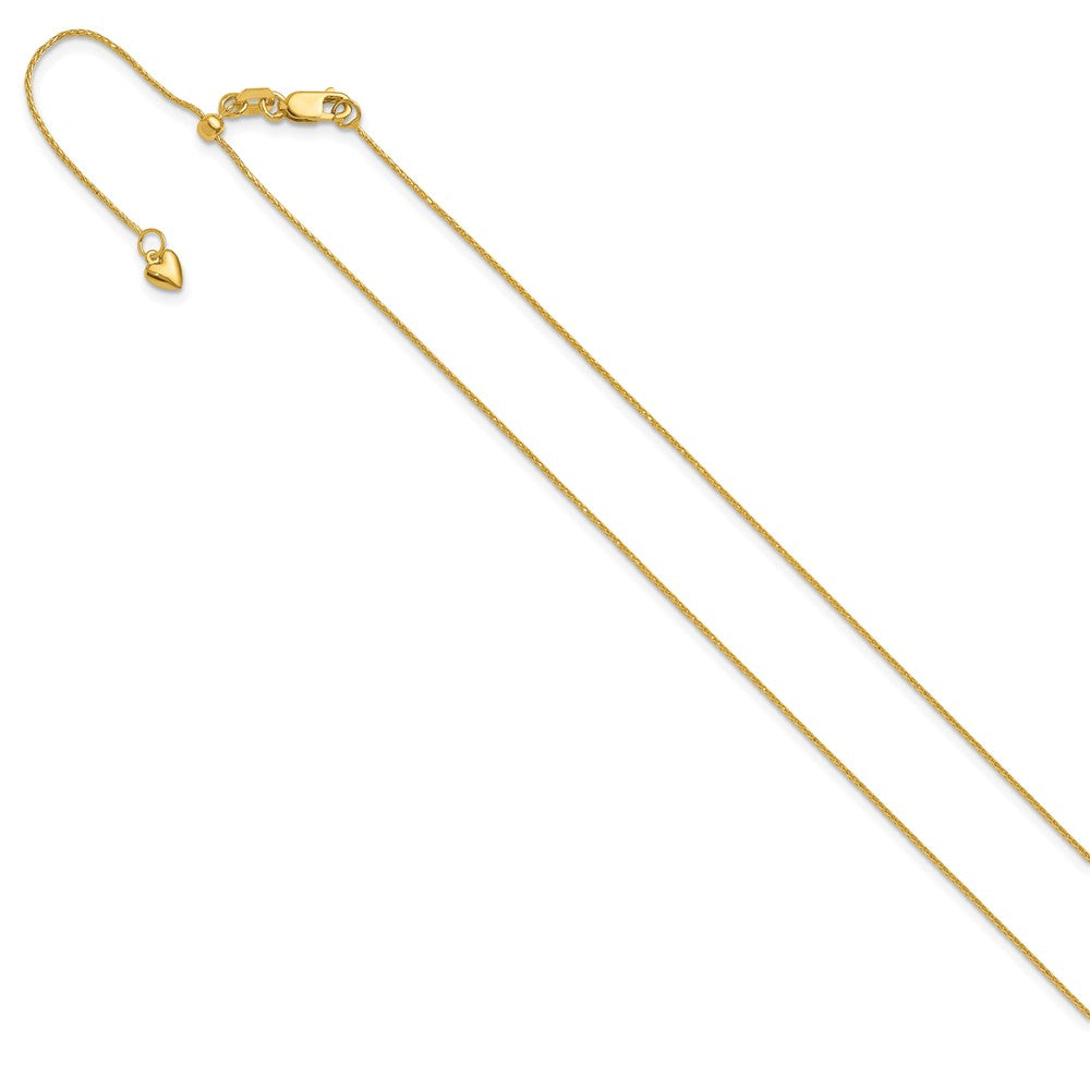 14K Adjustable .8mm Diamond-cut Wheat Chain