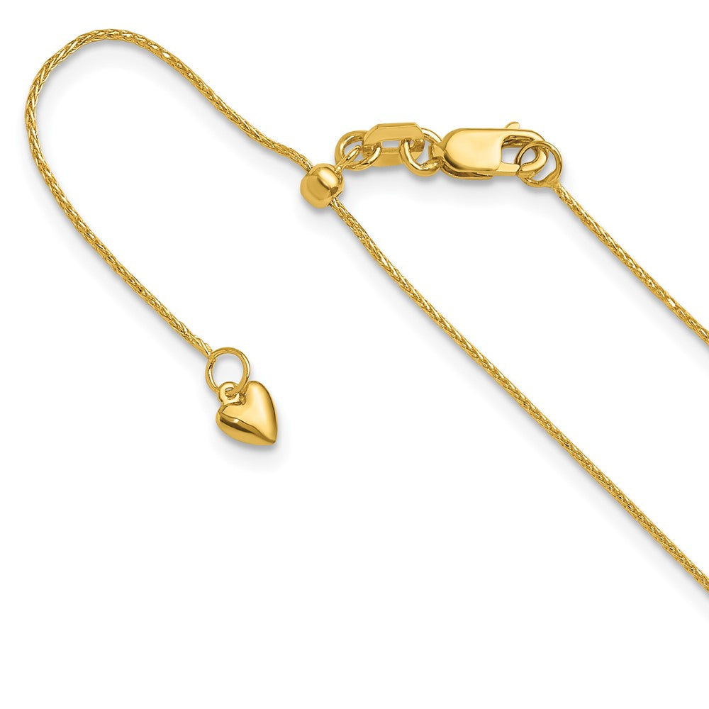 14K Adjustable .8mm Diamond-cut Wheat Chain