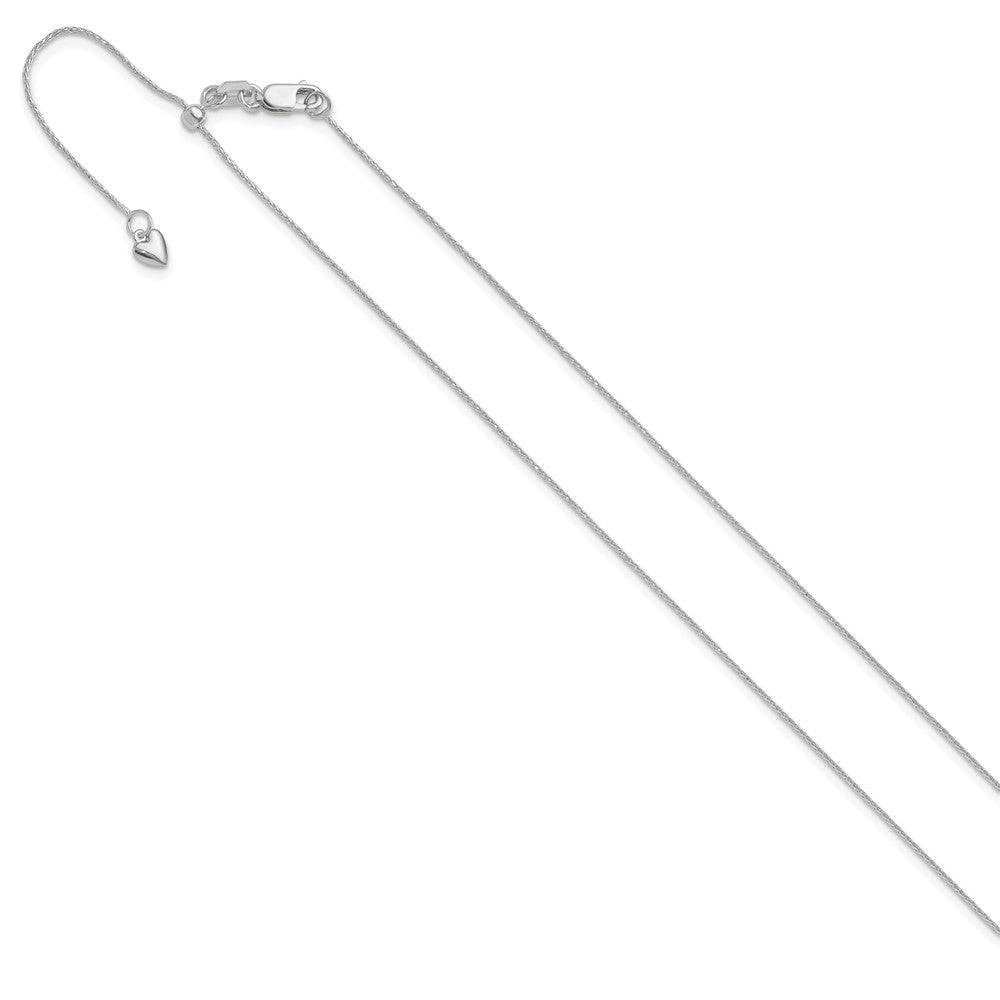 14K White Gold Adjustable .8mm Diamond-cut Wheat Chain