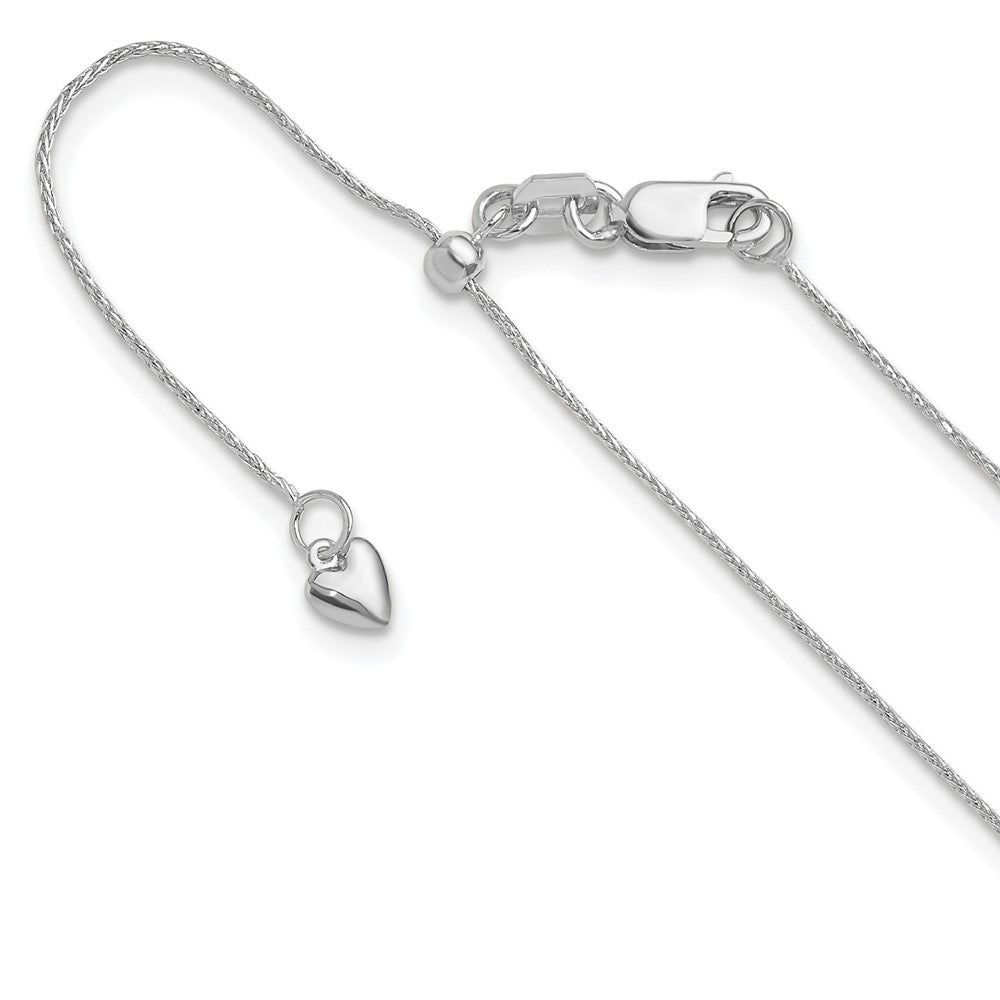 14K White Gold Adjustable .8mm Diamond-cut Wheat Chain