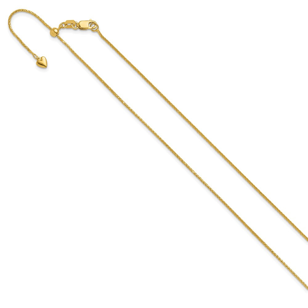 14K Adjustable .95mm Diamond-cut Wheat Chain