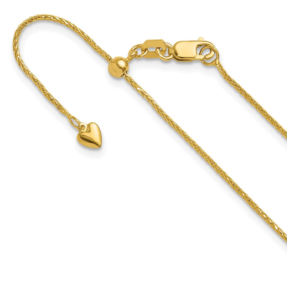 14K Adjustable .95mm Diamond-cut Wheat Chain