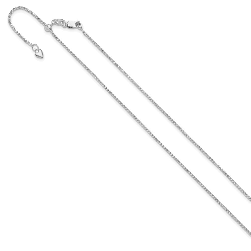 14K White Gold Adjustable 1.2mm Diamond-cut Wheat Chain
