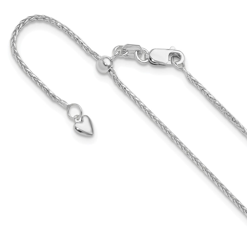 14K White Gold Adjustable 1.2mm Diamond-cut Wheat Chain