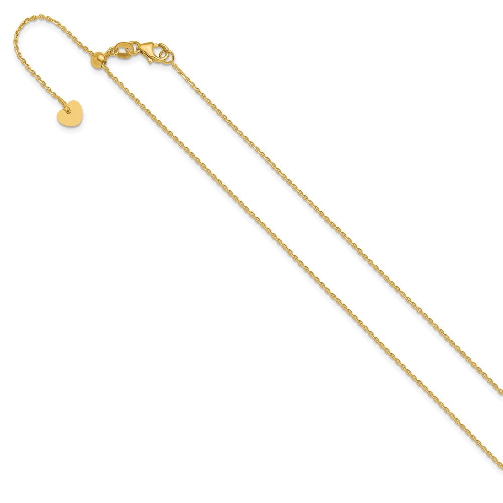 14K Adjustable 1.15mm Diamond-cut Oval Link Chain