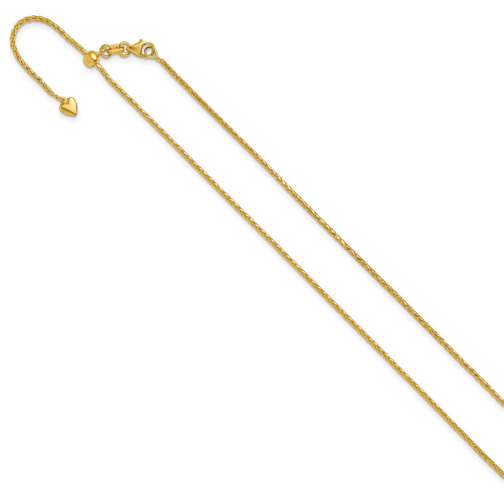 14K Adjustable 1.3mm Diamond-cut Wheat Chain