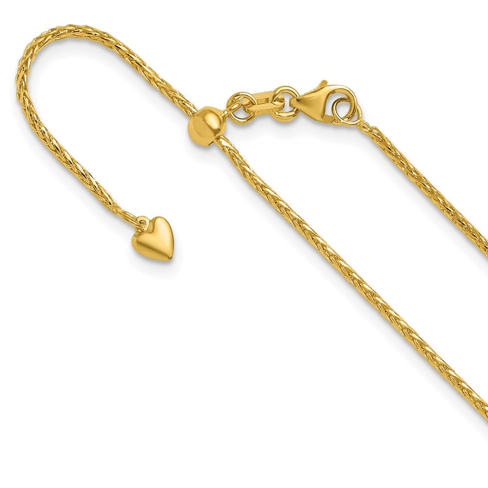 14K Adjustable 1.3mm Diamond-cut Wheat Chain