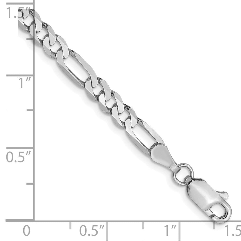 14K White Gold 4mm Flat Figaro Chain Lobster Clasp