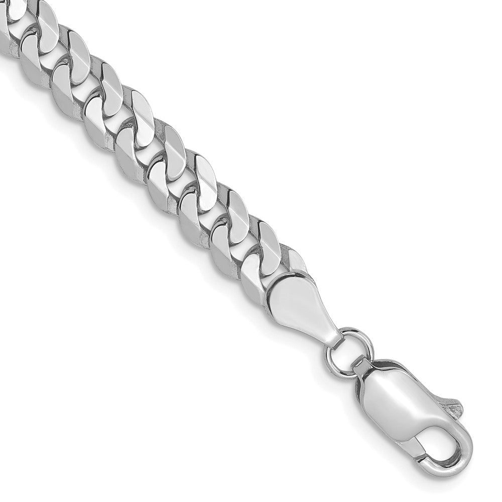 14K White Gold 4.75mm Flat Beveled Curb Chain