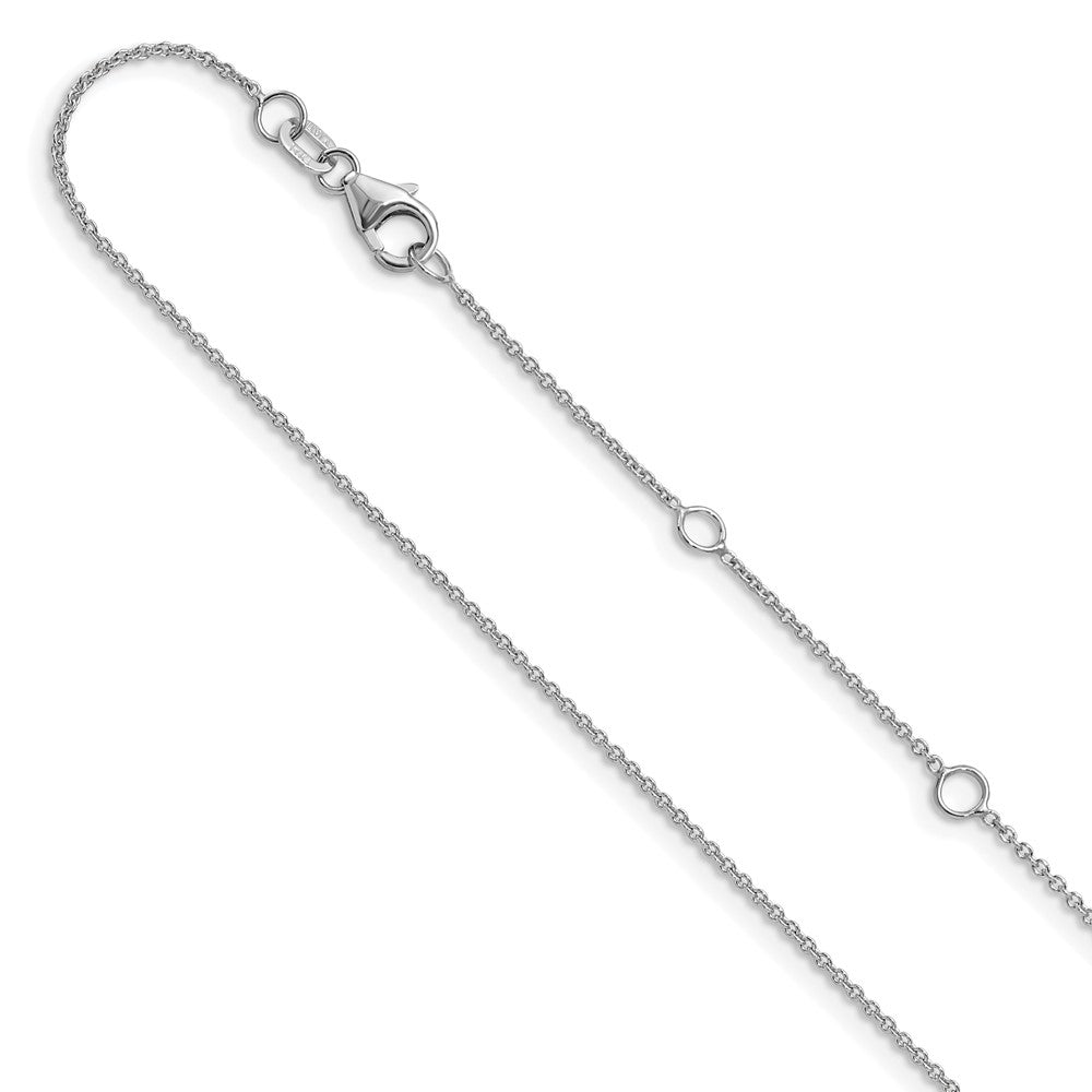 14K White Gold 1.10mm Round Cable 1in+1in Adjustable Chain