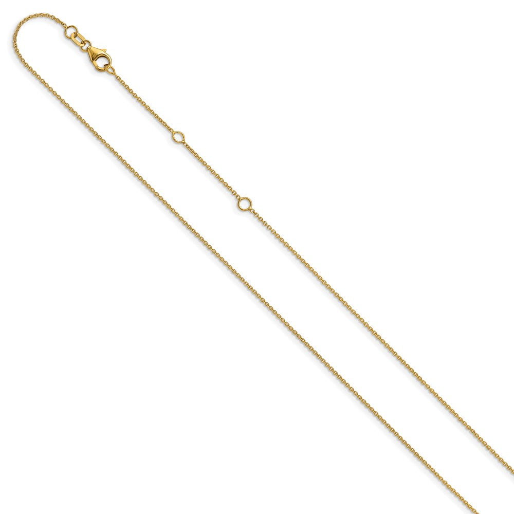 14K Yellow Gold 1.10mm Round Cable 2in+2in Adjustable Chain