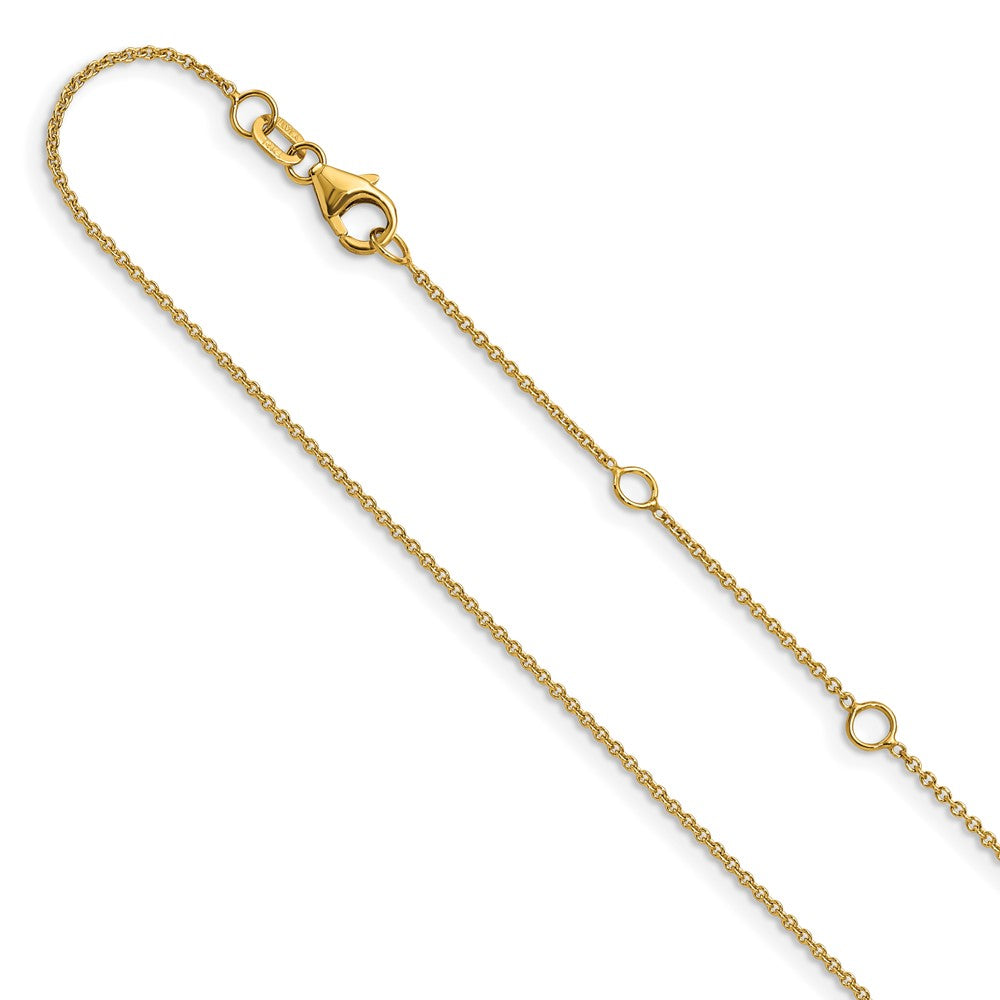 14K Yellow Gold 1.10mm Round Cable 1in+1in Adjustable Chain