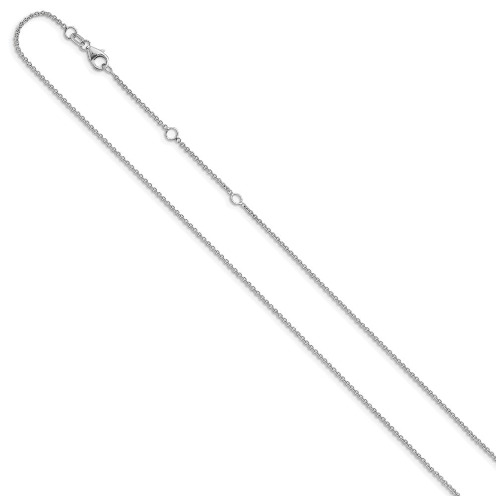 14K White Gold 1.4mm Round Cable 1in+1in Adjustable Chain