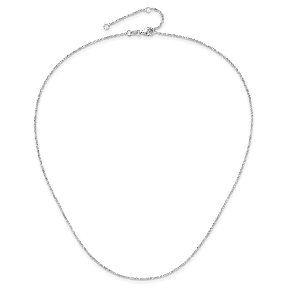 14K White Gold 1.4mm Round Cable 1in+1in Adjustable Chain