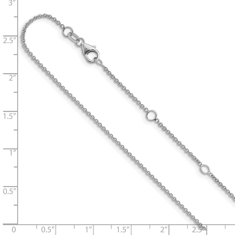 14K White Gold 1.4mm Round Cable 1in+1in Adjustable Chain