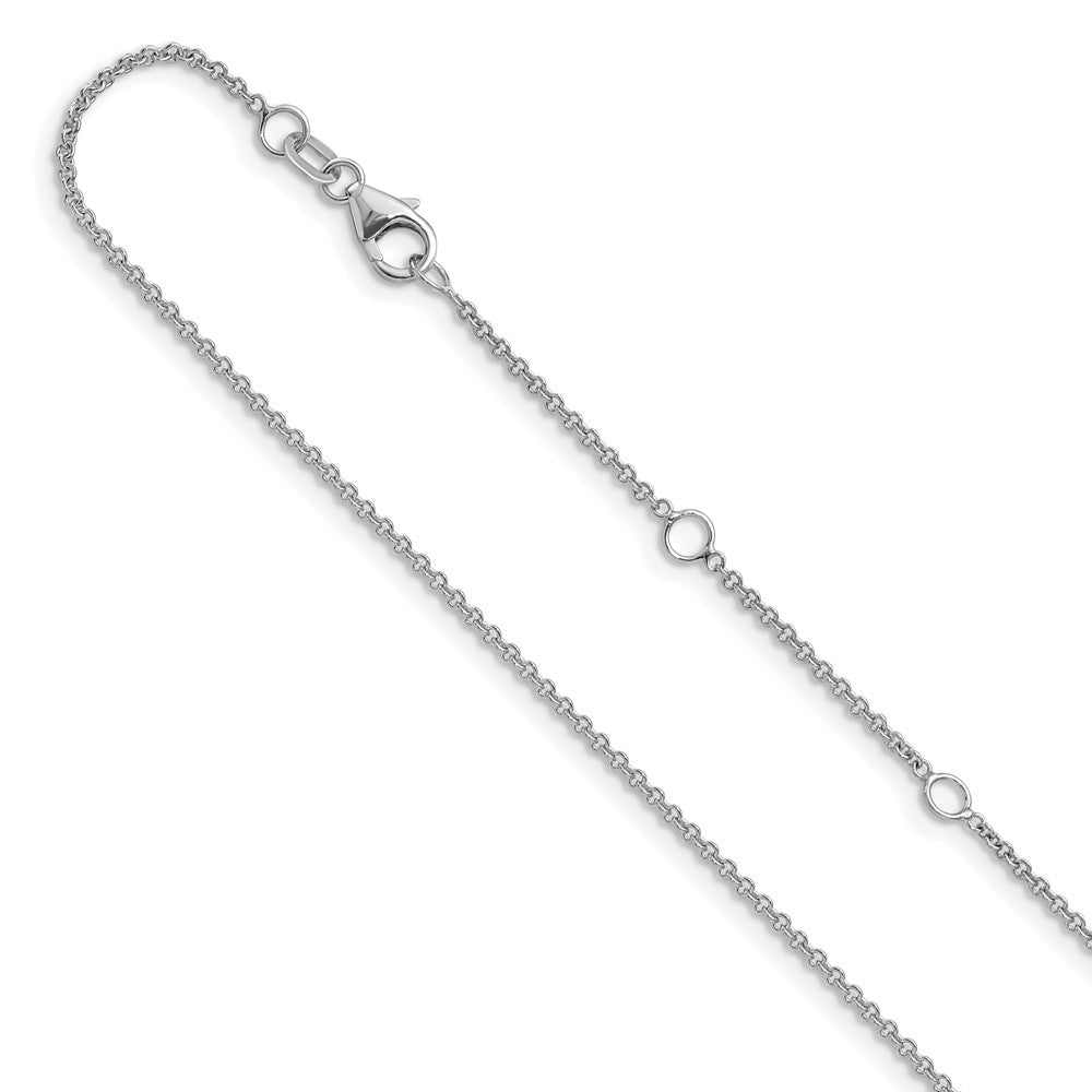 14K White Gold 1.4mm Round Cable 1in+1in Adjustable Chain