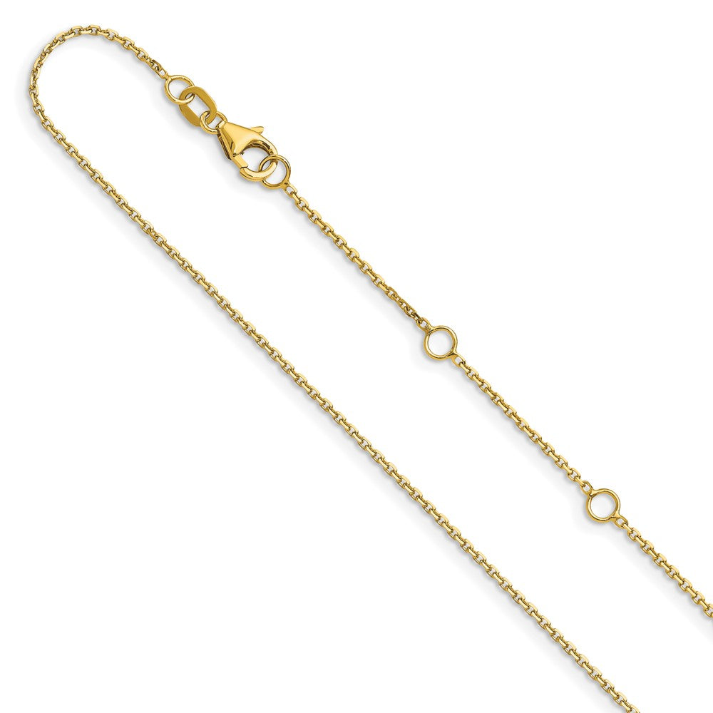 14K 1.1mm Diamond-cut Square Cable 1in+1in Adjustable Chain