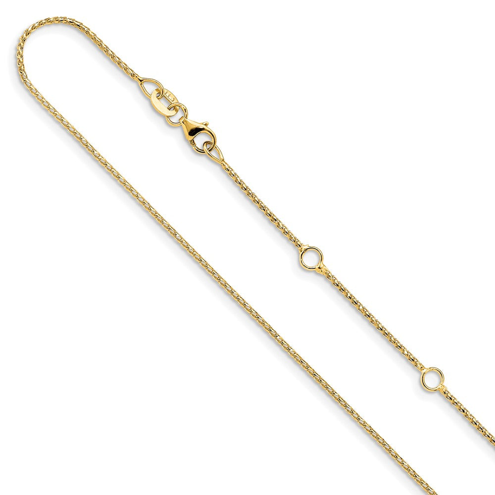 14K 1mm Diamond-cut Open Franco 1in+1in Adjustable Chain