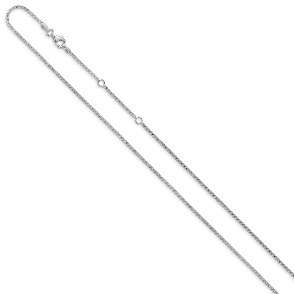 14K White Gold 1.4mm Diamond-cut Open Franco 1in+1in Adjustable Chain