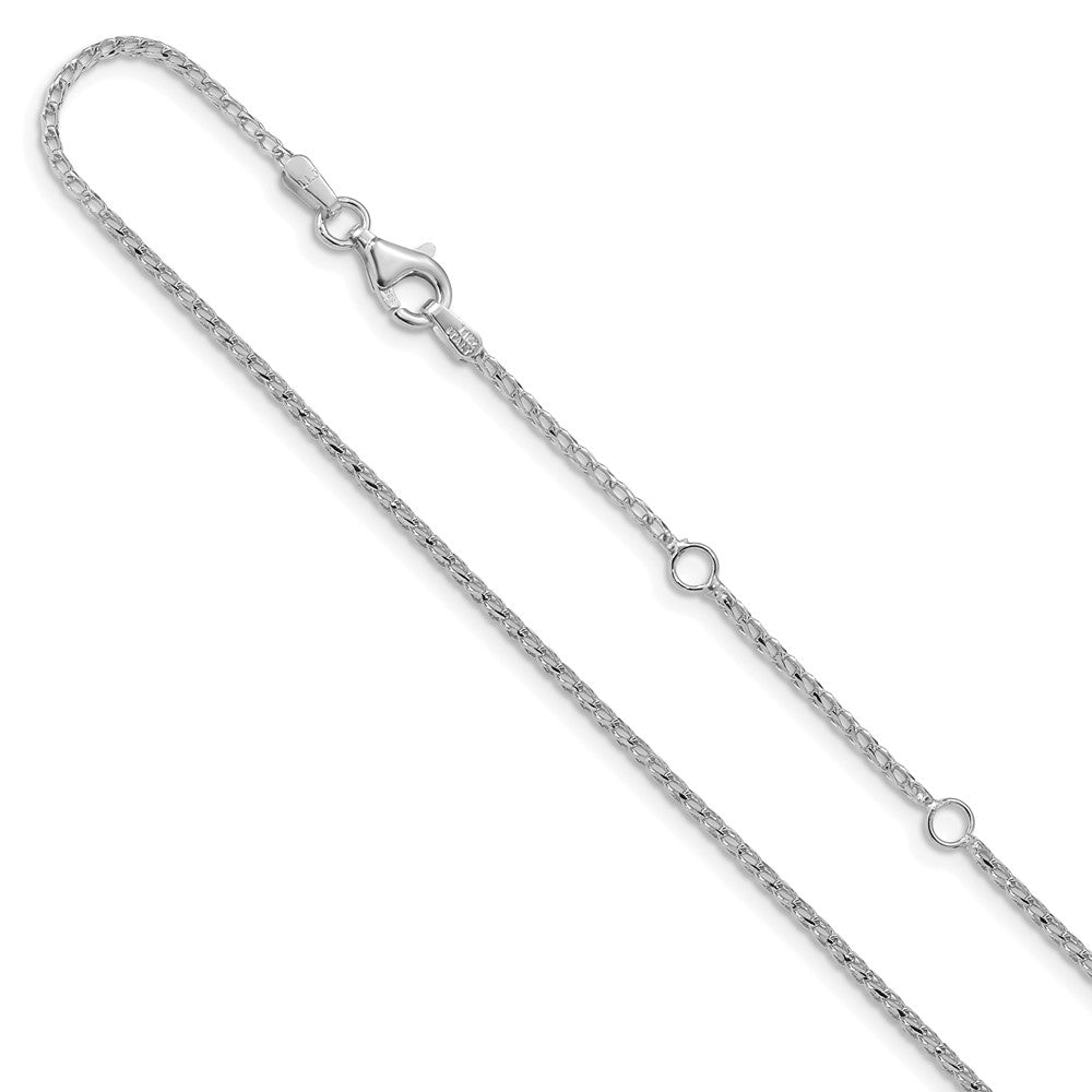 14K White Gold 1.4mm Diamond-cut Open Franco 1in+1in Adjustable Chain