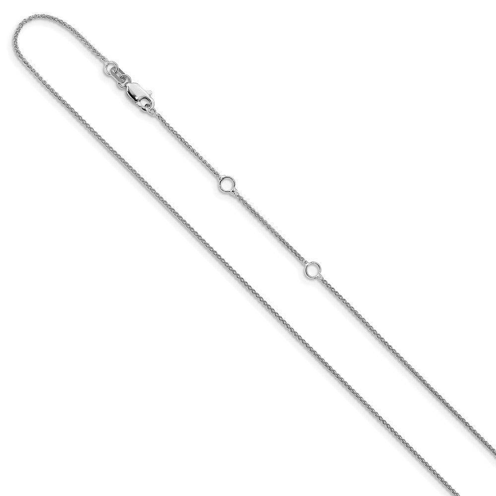 14K White Gold 1mm Spiga 1in+1in Adjustable Chain
