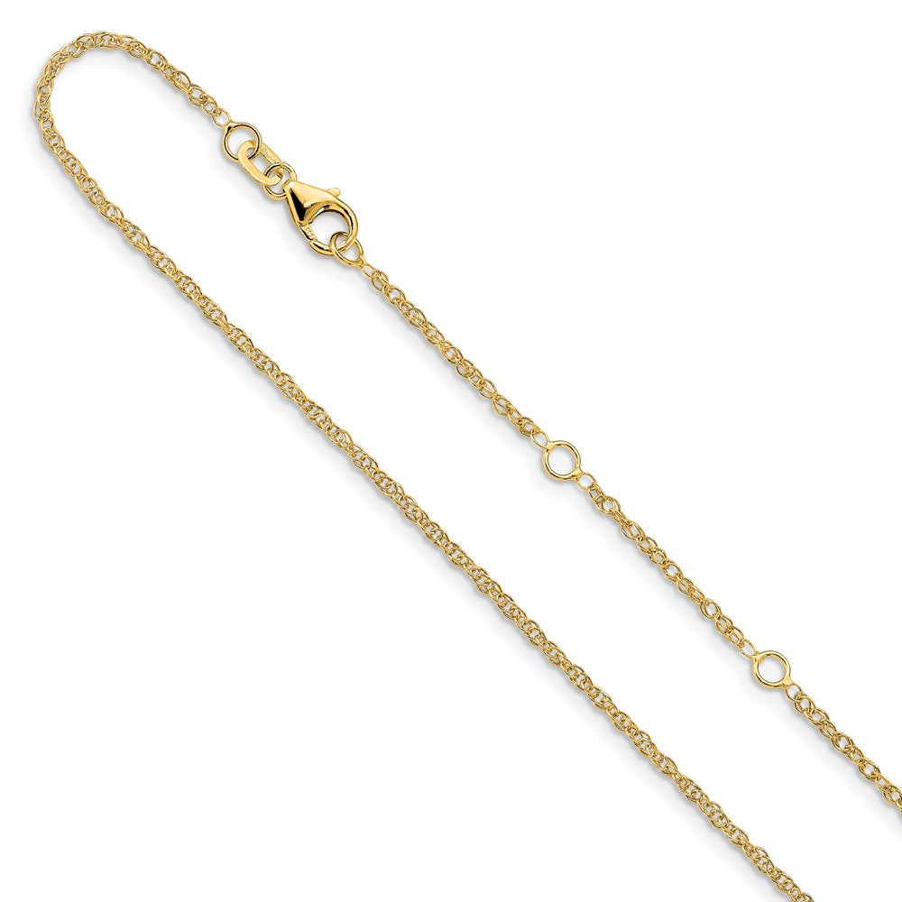 14K 1.3mm Diamond-cut Loose Rope 1in+1in Adjustable Chain