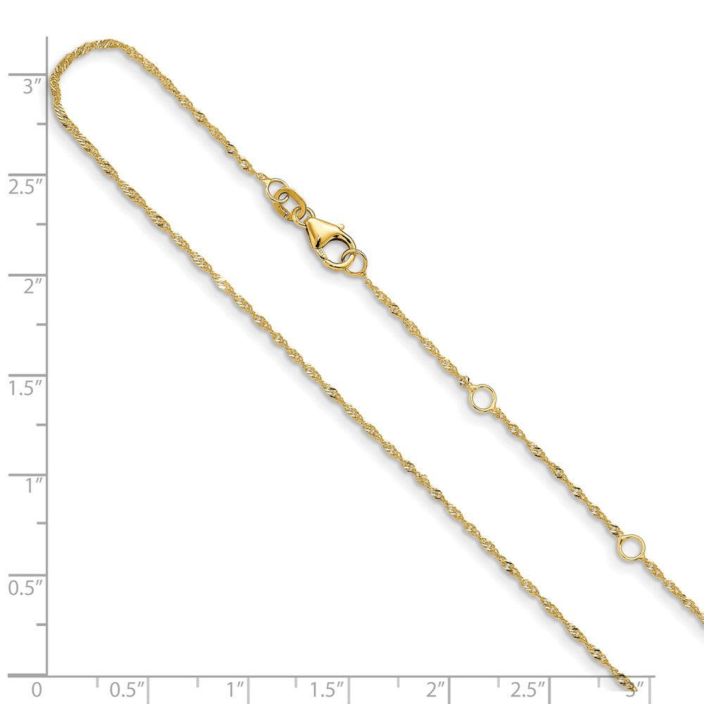 14K 1.0mm Singapore 1in+1in Adjustable Chain