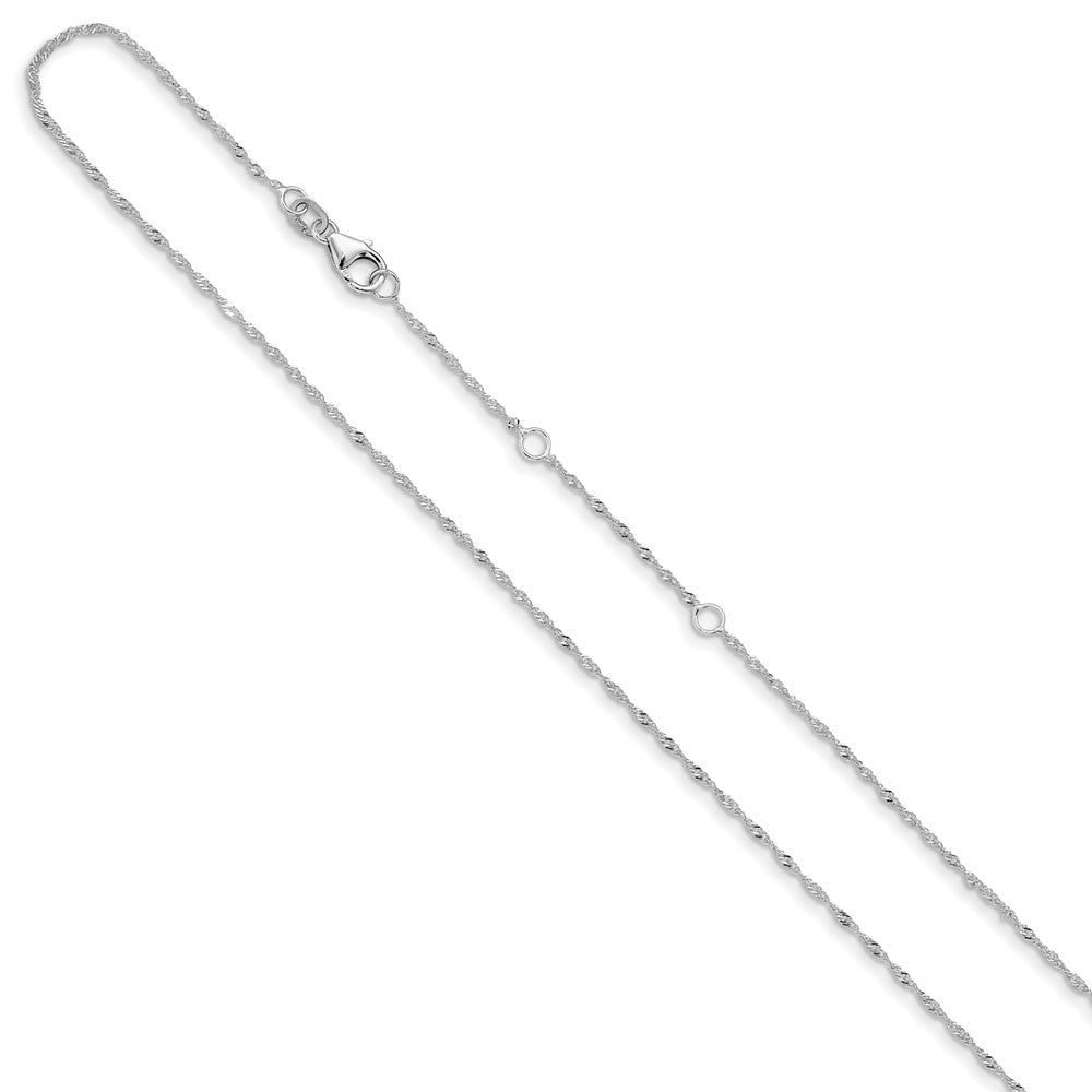14K White Gold 1.0mm Singapore 1in+1in Adjustable Chain