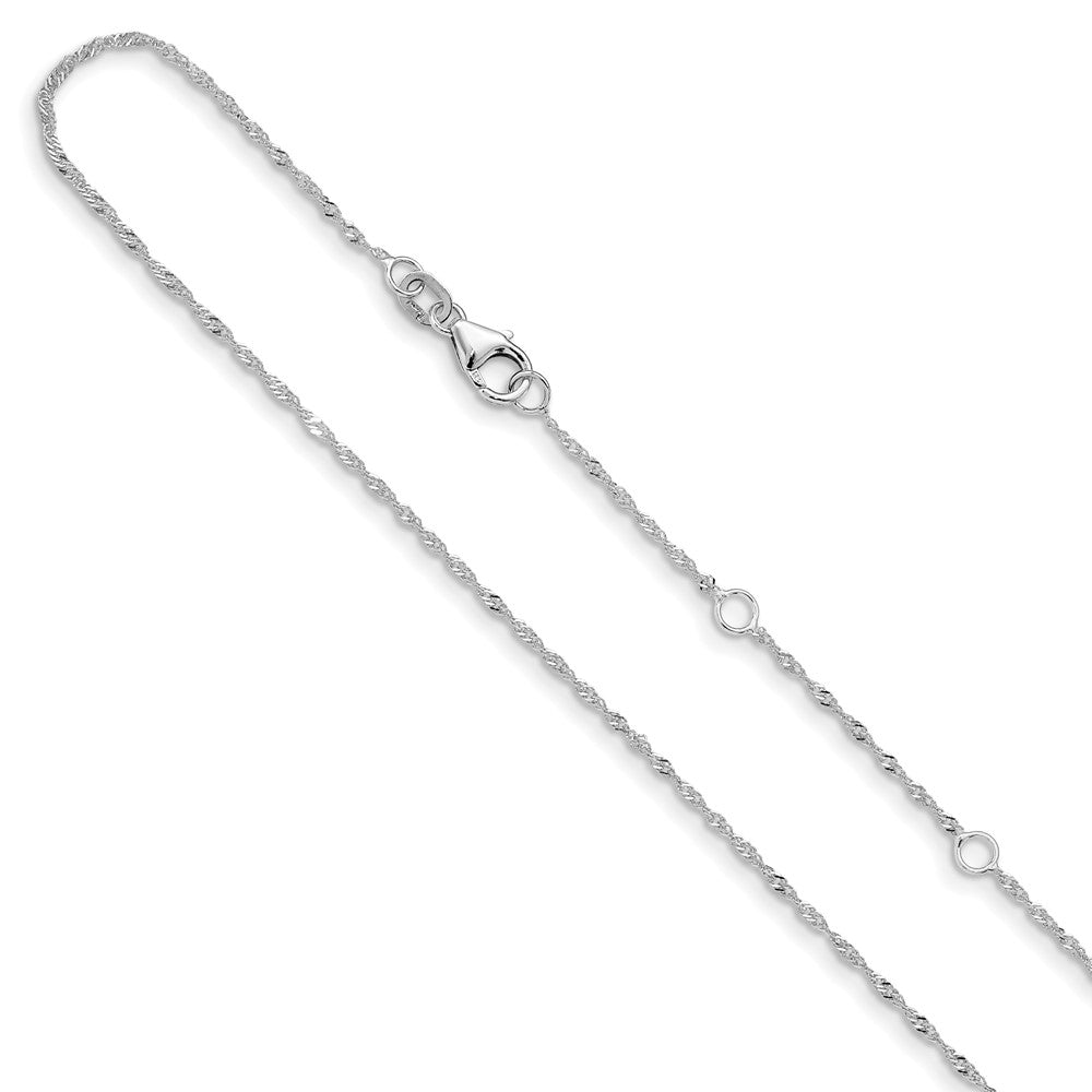 14K White Gold 1.0mm Singapore 1in+1in Adjustable Chain