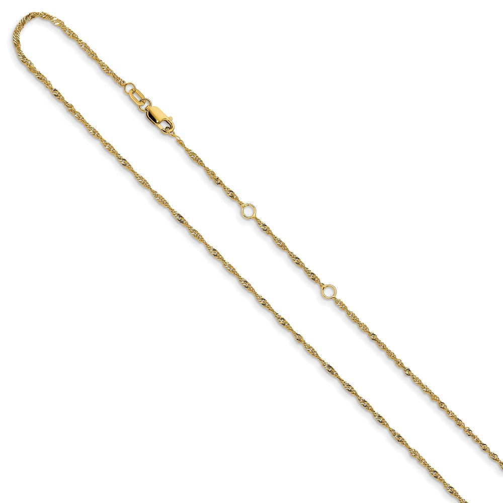 14K 1.3mm Singapore 1in+1in Adjustable Chain