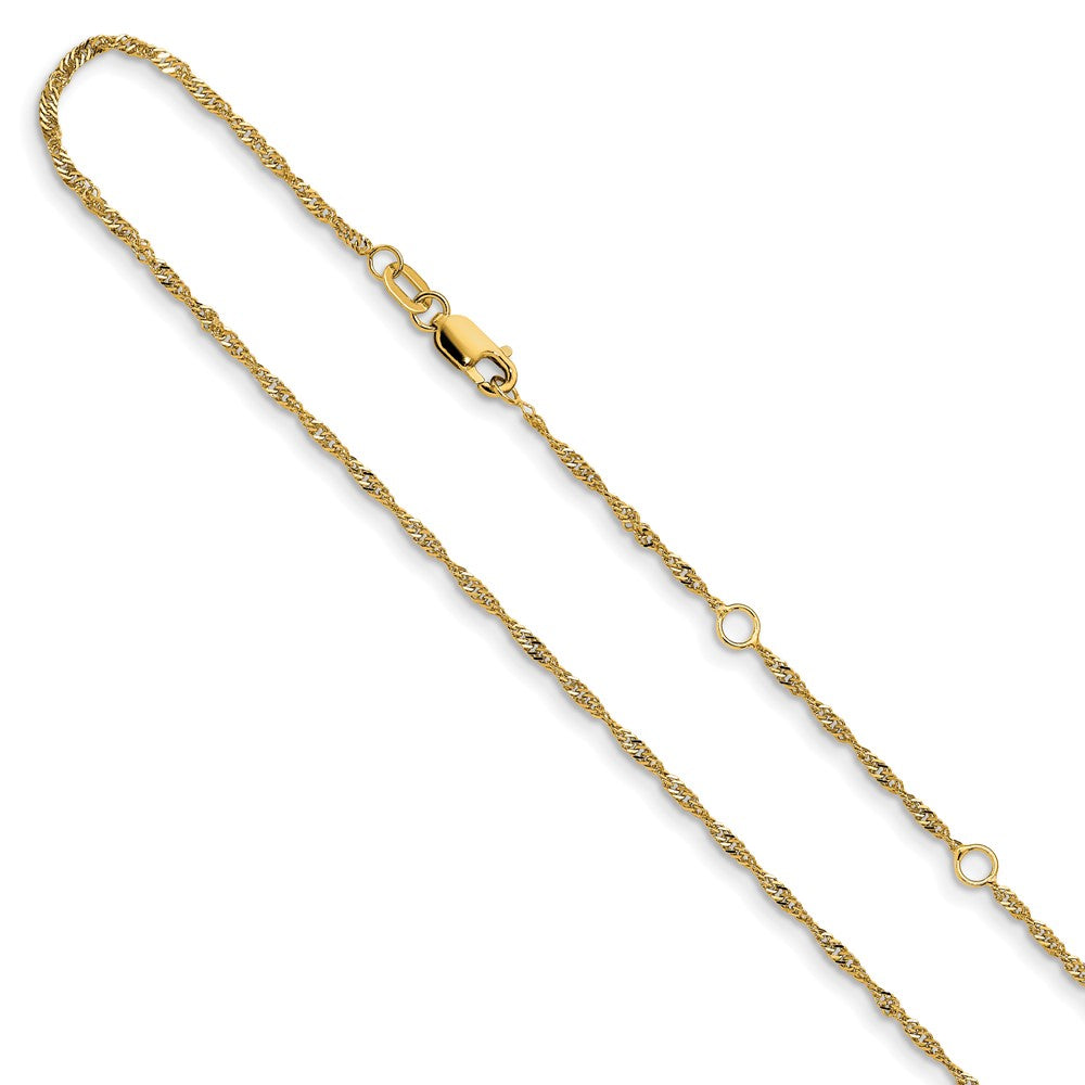 14K 1.3mm Singapore 1in+1in Adjustable Chain