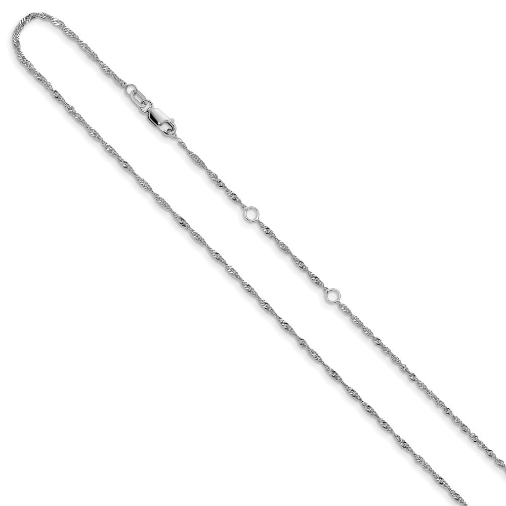 14K White Gold 1.3mm Singapore 1in+1in Adjustable Chain