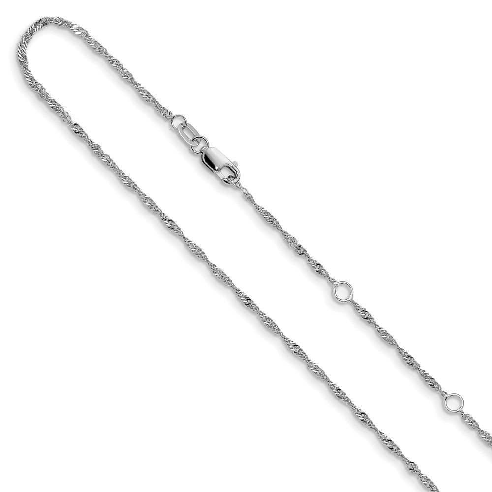 14K White Gold 1.3mm Singapore 1in+1in Adjustable Chain