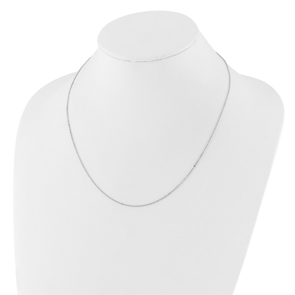 14K White Gold 1.2mm Flat Cable 1in+1in Adjustable Chain