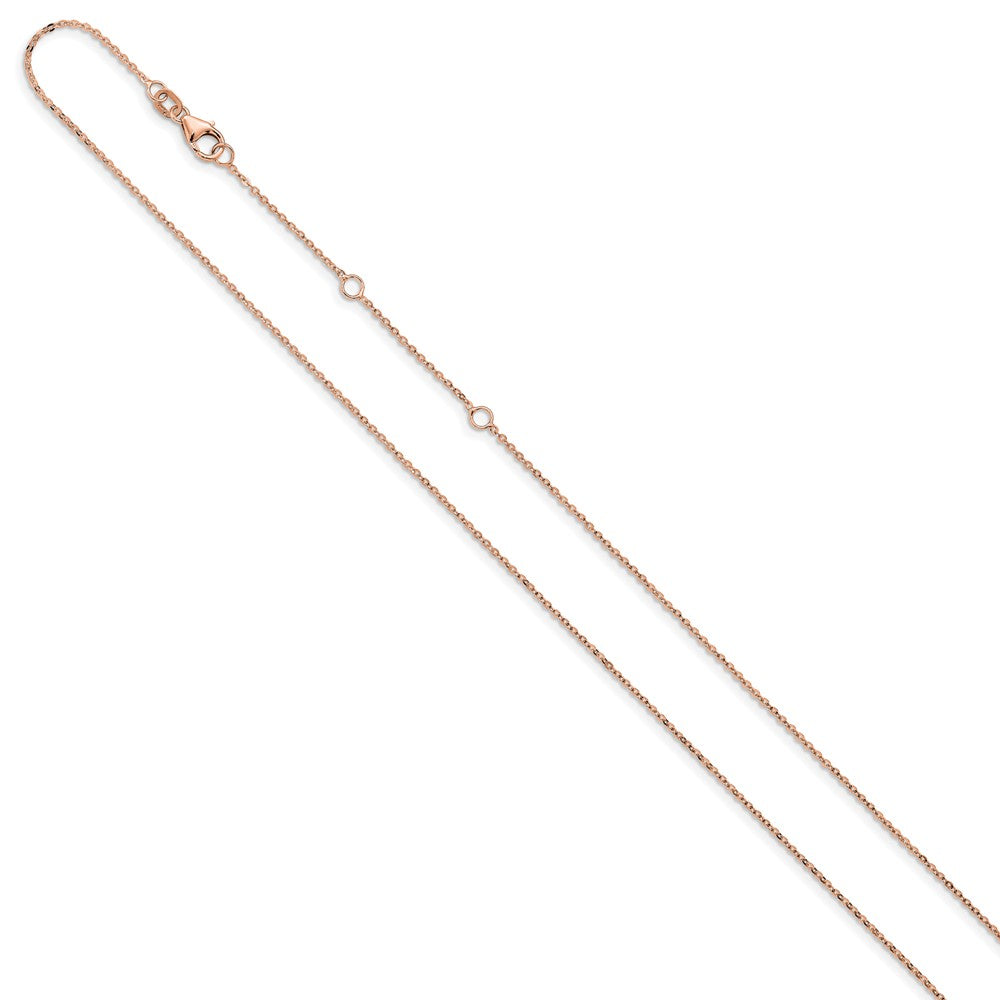 14K Rose Gold 1.2mm Flat Cable 1in+1in Adjustable Chain