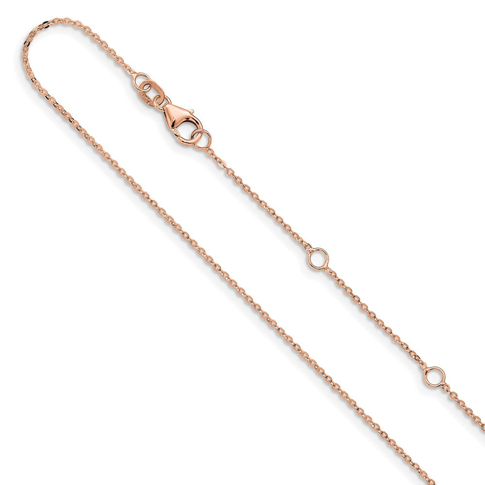 14K Rose Gold 1.2mm Flat Cable 1in+1in Adjustable Chain