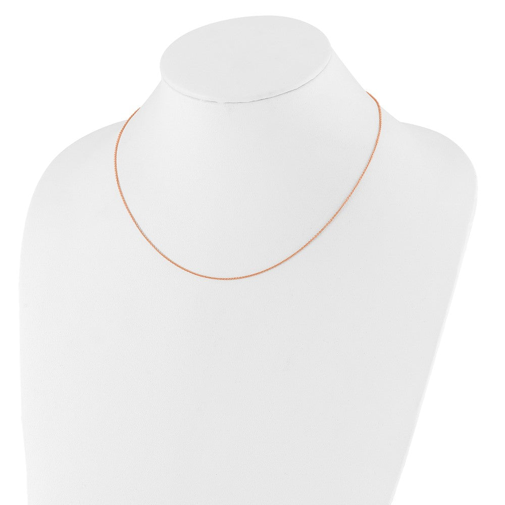 14K Rose Gold 1.10mm Round Cable 1in+1in Adjustable Chain