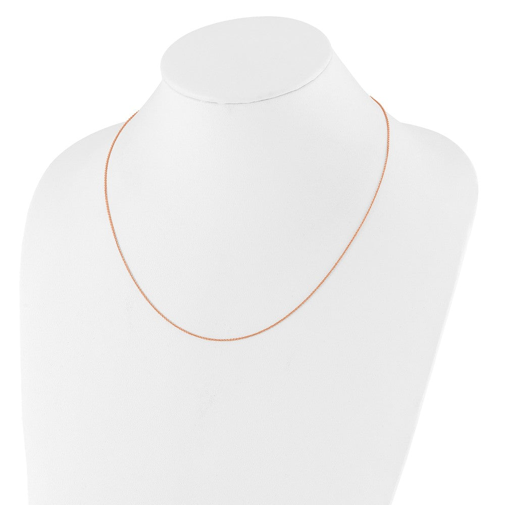 14K Rose Gold 1.10mm Round Cable 1in+1in Adjustable Chain