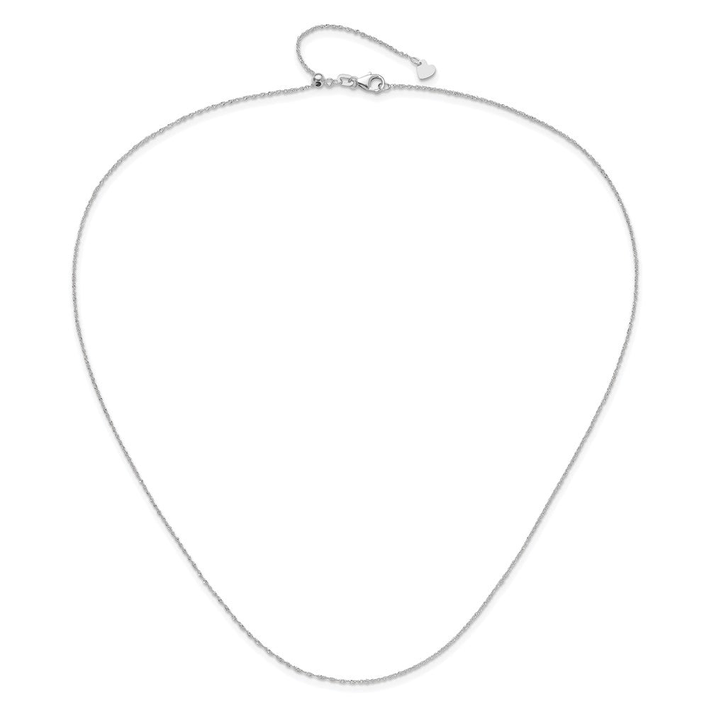 14K White Gold Adjustable .8mm Sparkle Singapore Chain