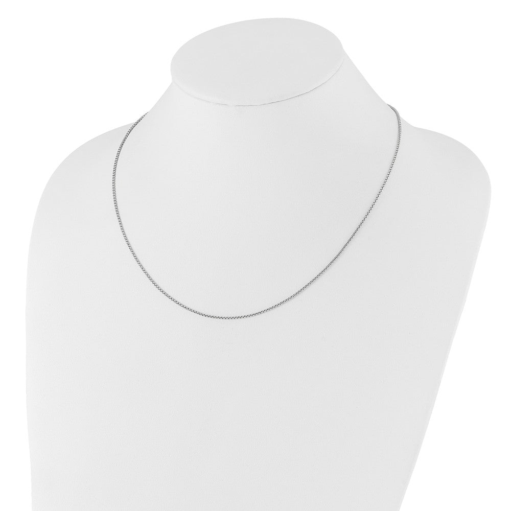 14K White Gold Adjustable 1.35mm Round Box Chain