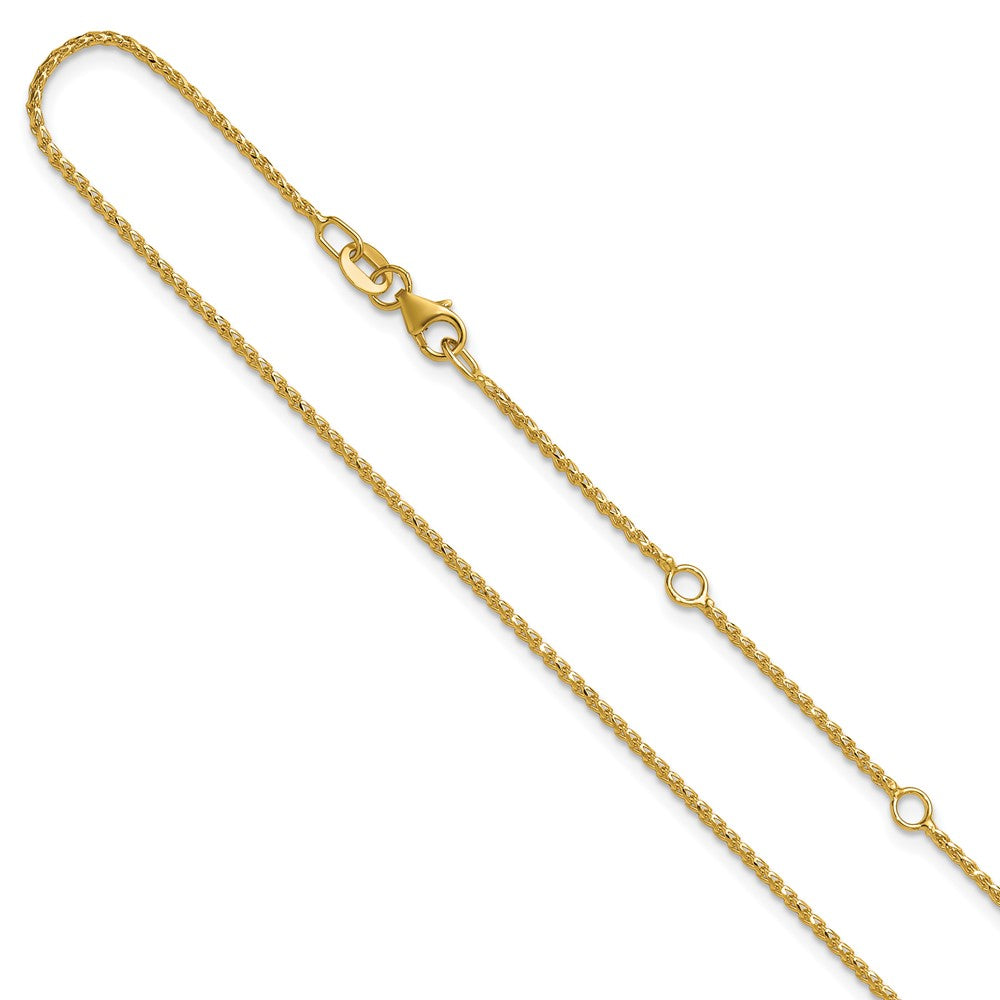 14K 1.15mm Diamond-cut Open Franco 1in+1in Adjustable Chain