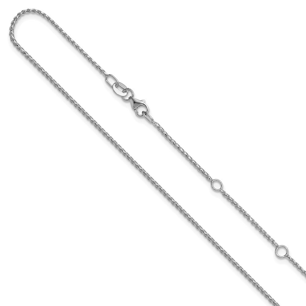 14K White Gold 1.15mm Diamond-cut Open Franco 1in+1in Adjustable Chain